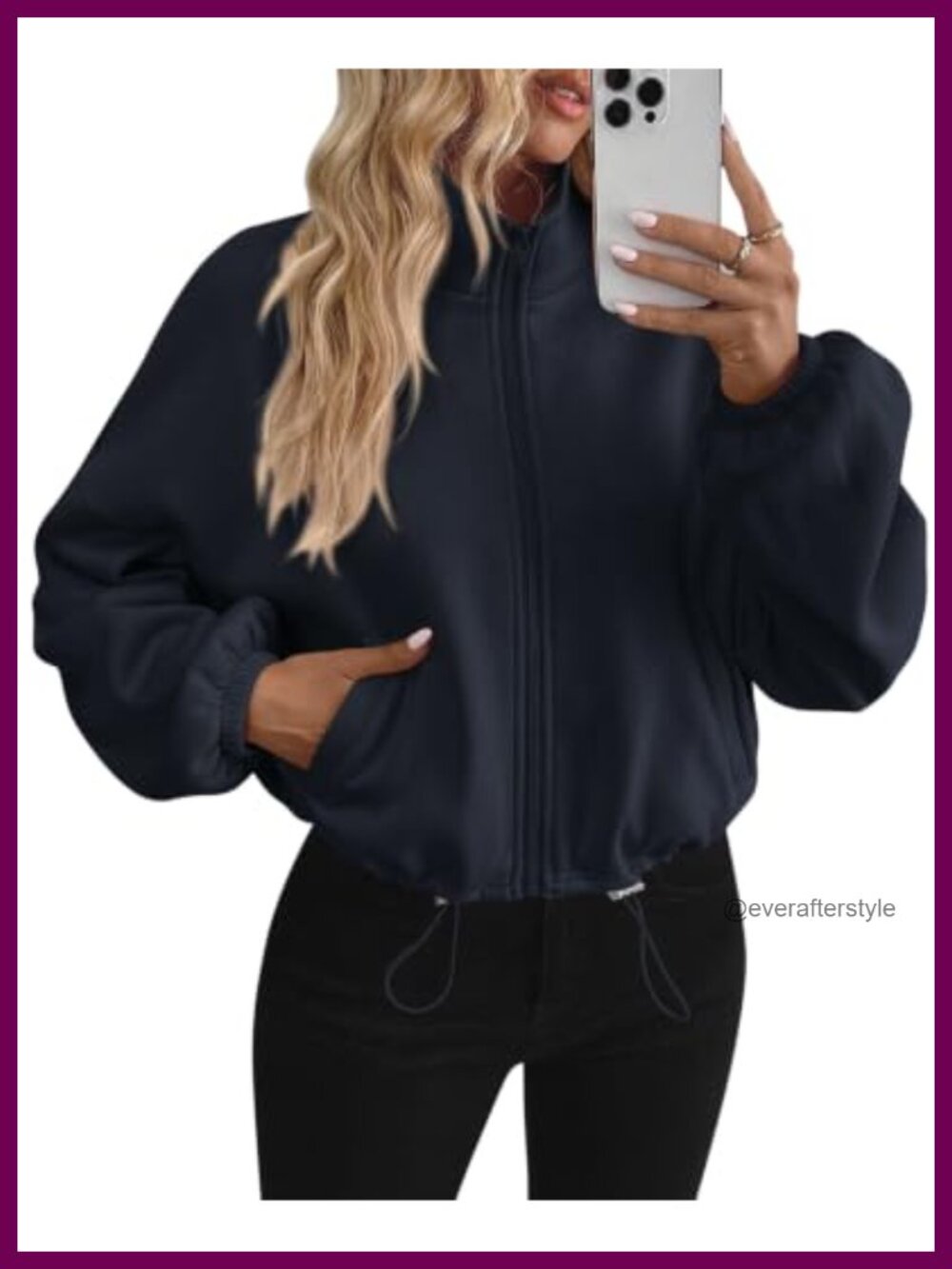 PRETTYGARDEN Women's Cropped Fleece Sweatshirt Zip Up Jacket Oversized